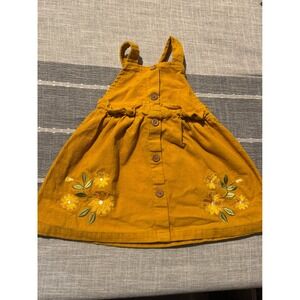 Blueberry Boulevard Girls Mustard Corduroy Embroidered‎ Pinafore Dress Size 3t